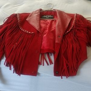 Red leather coat